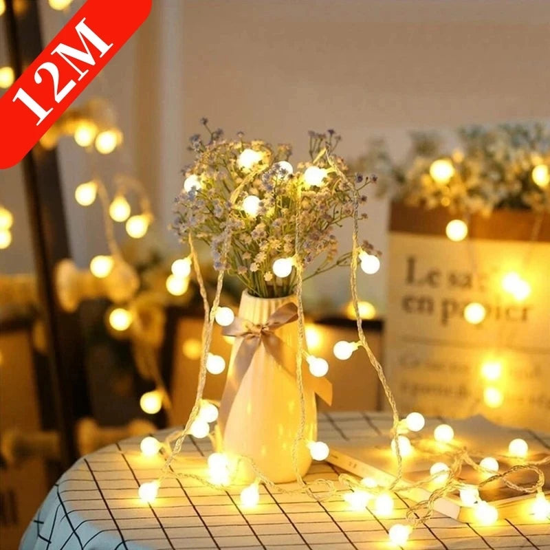 Elevate your space with these versatile 10M LED string lights. Featuring soft, ball-shaped bulbs, they create a warm, inviting ambiance for any occasion, indoors or out. Powered by USB or batteries, you have the flexibility to place them anywhere. Perfect