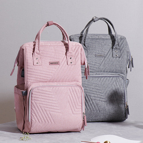 Premium Quilted Diaper Backpack - Large Capacity Waterproof Baby Travel Bag