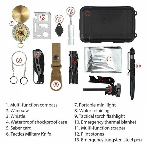 14-in-1 Professional Emergency Survival Kit – Heavy Duty Outdoor Safety & Camping Gear
